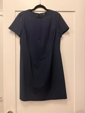Theory Navy Short-Sleeve Shift Dress